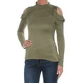 thumbnail image 3 of maison Jules Womens Cold-shoulder Knit Blouse, Green, X-Small, 3 of 4