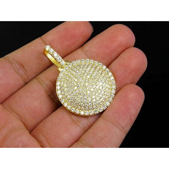 Forever Jewels 1.60Ct Round Cut Moissanite Cluster Men's Pendant 14K Yellow Gold Plated