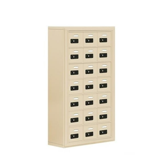 Cell Phone Storage Locker - 7 Door High Unit (8 Inch Deep Compartments) - 21 A Doors - Sandstone - Surface Mounted - Res