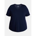 thumbnail image 5 of Terra & Sky Women's Plus Size V Neck Tee with Short Sleeves, Size 0X-5X, 5 of 5