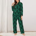 thumbnail image 2 of Fotbe Mint Bird Feathers Pattern Long Sleeve Pajama Set for Women,Sleepwear Set,2-piece Loungewear Set,Soft PJs Comfy Nightwear with Pockets -Medium, 2 of 7