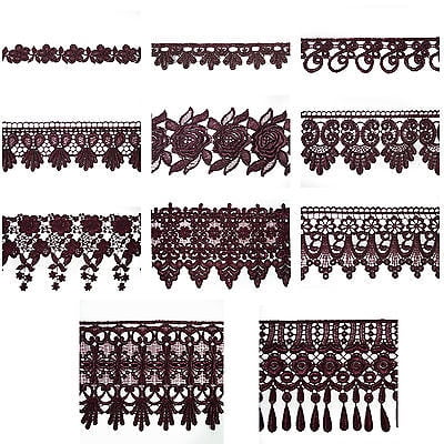 5/8" to 5-1/8" Wide Plum Eggplant Floral Embroidery Venice Lace Trim DIY by Yard