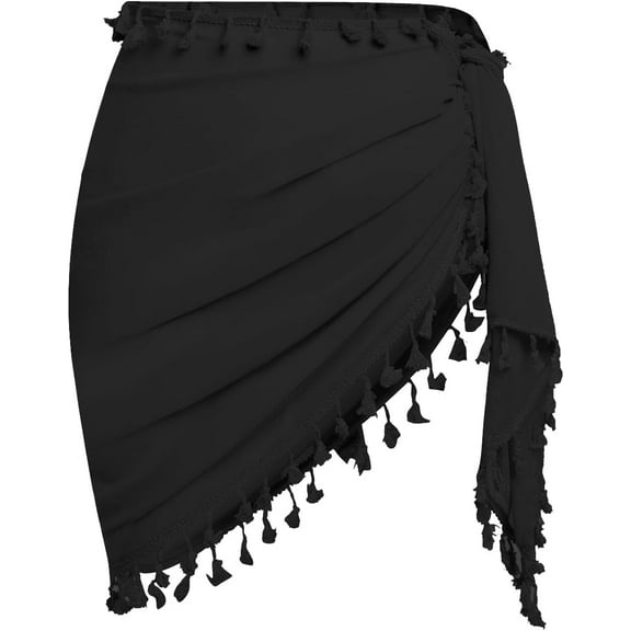 Sarong Coverups for Women Bathing Suit Wraps Swimsuit Cover Up Skirt Beach Sarongs Swim Wrap Skirt Cover Up Tassels Black One Size