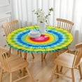 thumbnail image 3 of Rainbow Tie Dye Mandala Pattern Round Fitted Tablecloth with Elastic Edge,Dining Table Cover Waterproof,Outdoor Round Tablecloth for Camping,Dining,Indoor and Outdoor, 3 of 7