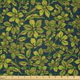 thumbnail image 2 of Ambesonne Mustard Fabric by the Yard Microfiber, Floral Composition, 5 Yards, Khaki Indigo, 2 of 2