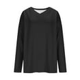 thumbnail image 4 of VgaVtl Womens Plus Tees Long Sleeve V-Neck Tops for Women Solid Color Layering Leisure Basic Black Loose Shirts,XXL, 4 of 7