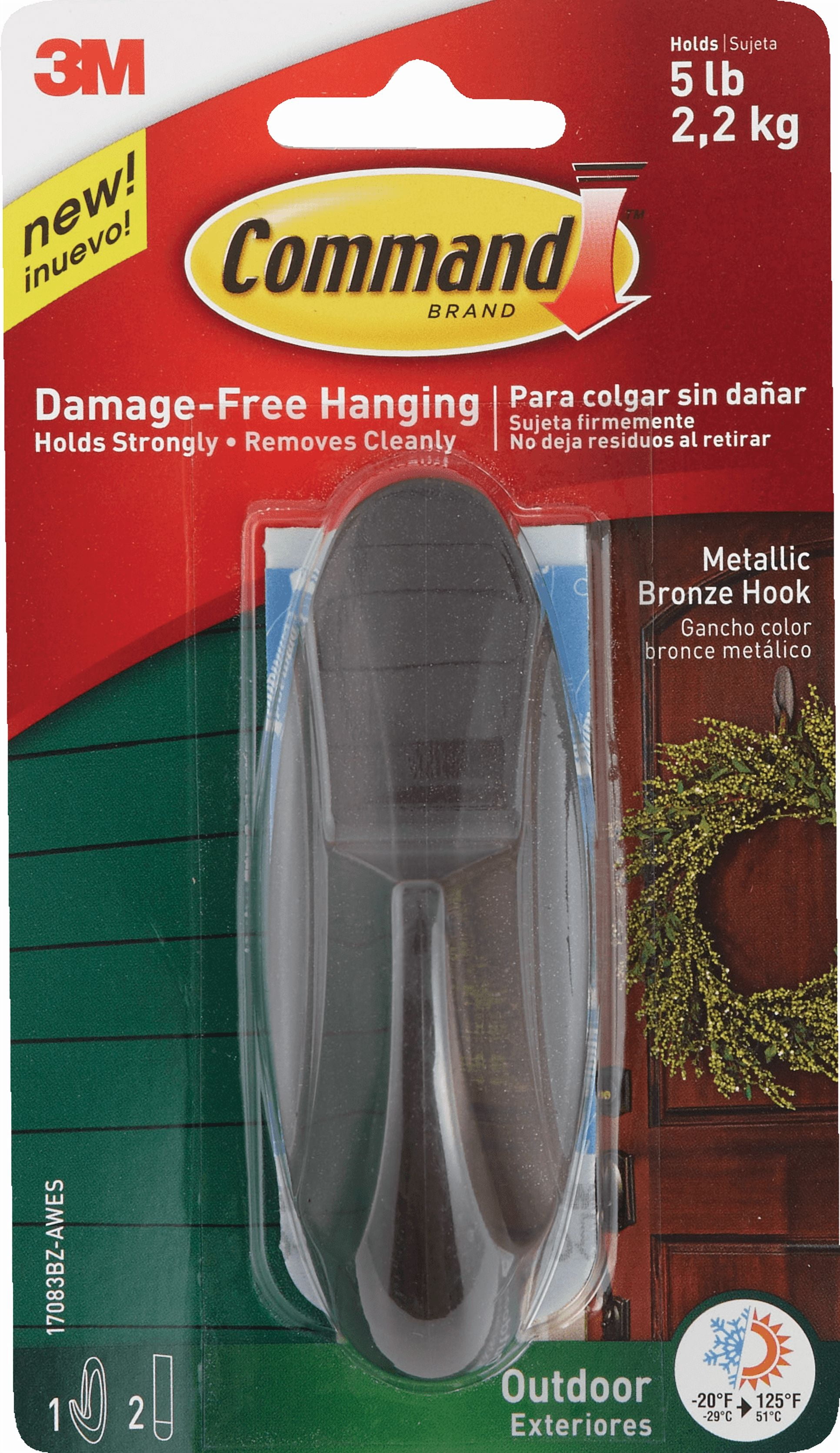 Command Outdoor Metallic Bronze Hook - Pack of 2 — Residential Use, Standard Application