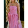 thumbnail image 5 of Women's Bow Detail Midi Cami Dress with Ruched Stretch 100% Polyester Fabric for Everyday Elegant Wear for day to night, 5 of 16