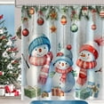thumbnail image 6 of Merry Christmas Shower Curtain, Snowman Xmas Pine Trees New Year Holiday Winter Snowflake Wood Board Shower Curtains Decor for Bathroom Set, Fabric Cloth Waterproof with 12 Hooks, 72x72 Inch, 6 of 6