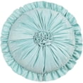 thumbnail image 1 of Round Velvet Throw Pillow Ice Blue,Round Ruffle Pillow 14 Inches,Home Decoration Pillow Cushion for Bed Living Room Sofa Chair Car Floating Window Floor Seating Cushion, 1 of 6