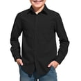 thumbnail image 2 of Back to School Boys Shirt Collared Long Sleeve Button Down Solid Dress Shirts Causal Basic Classic Breathable T Shirts, 120, 2 of 5