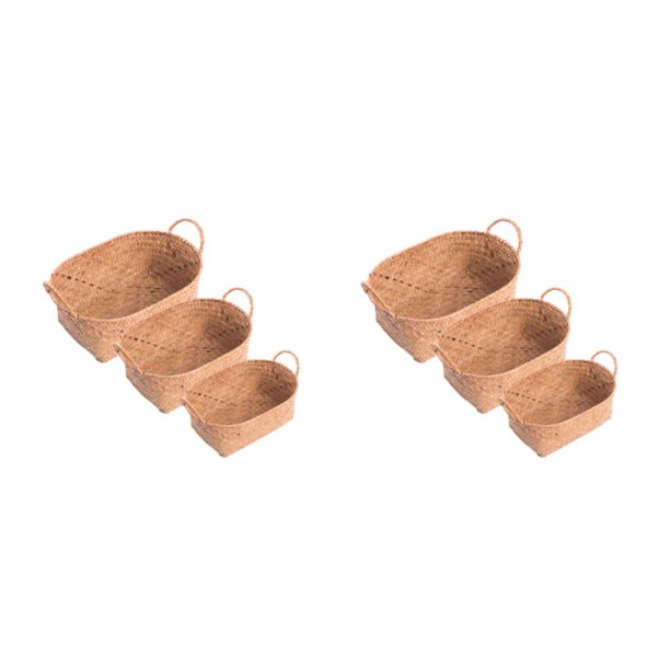 Injueey Cesta de almacenamiento de alambre de hierro para algas marinas, empuñadura portátil, organizador de cubeta para huevos de frutas y 3 unids/set 2piezas