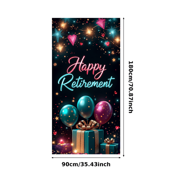 Purple Design Happy Retirement Banner Gift Decoration Balloon Decoration Star Design for Retirement Party Indoor Celebration Event Backdrop