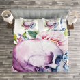 thumbnail image 3 of Ambesonne Colorful Quilted Bedspread Set 3 Pcs, Abstract Skull Flowers, Queen Size, Multicolor, 3 of 3