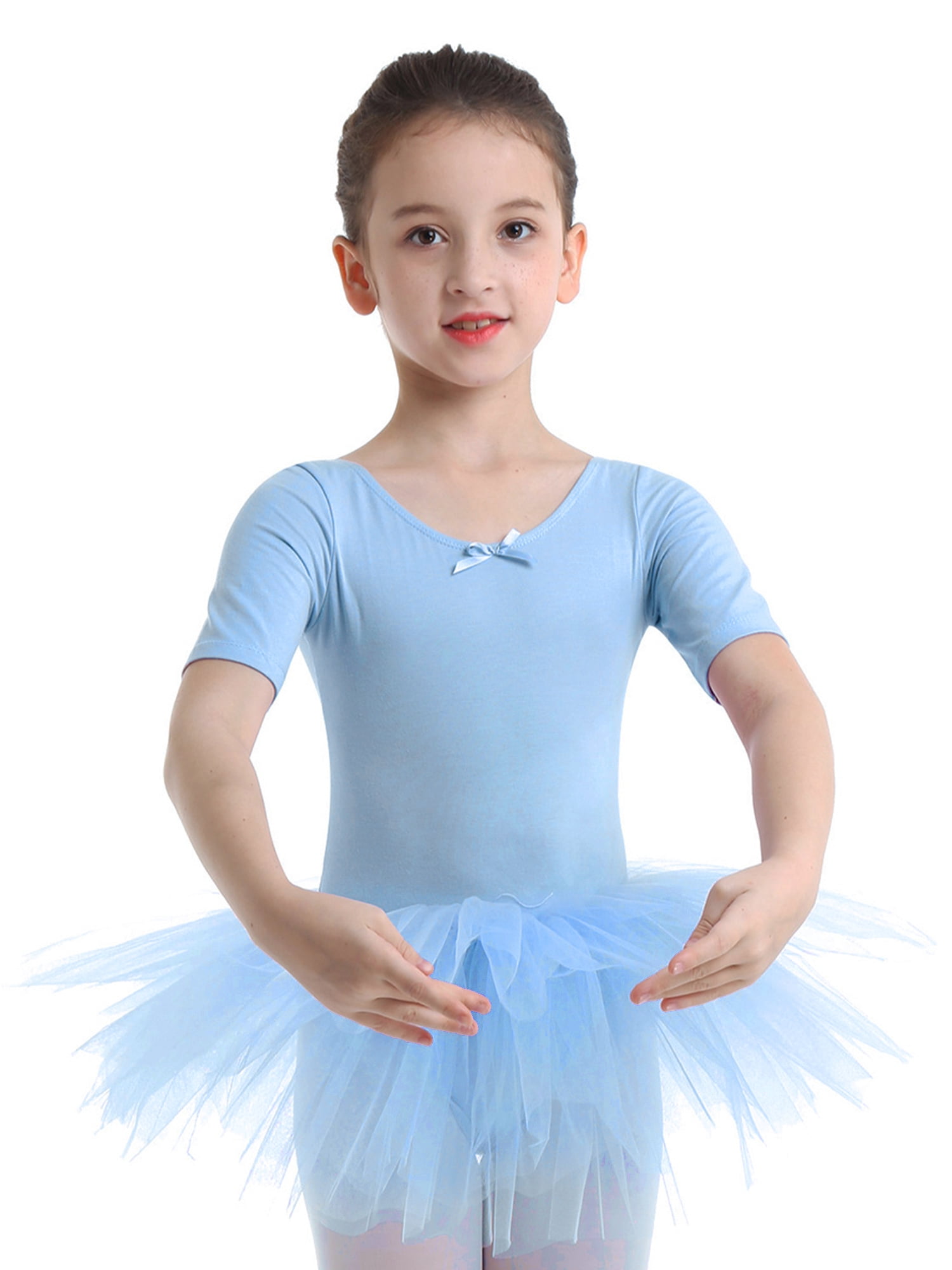 renvena Girls' Short Sleeve Tulle Ballet Dresses Dance Leotard Tutu