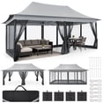 thumbnail image 2 of COBIZI 10x20 Pop up Gazebo Tent, Canopy Tents for Parties, 3 Adjustable Height Settings, 240 Sq. Ft. Large Outdoor Pop Up Patio Gazebos, Shelter with Net for Backyard, Lawn, Deck, Light Gray, 2 of 9