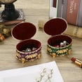 thumbnail image 6 of ABPETE Vintage Jewelry Box Oval Trinket Display Case with Rose Pattern Decorative Green Treasure Box Ring Holder for Women, 6 of 18
