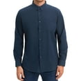 thumbnail image 1 of CAMISA DE NEGOCIOS OXFORD DE MANGA LARGA CON CUELLO ABOTONADO DE AJUSTE REGULAR PARA HOMBRES L AZUL OSCURO, 1 of 1