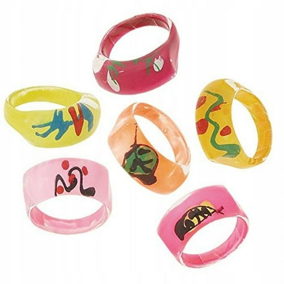 Unique Party Plastic Ring (Pack of 6)