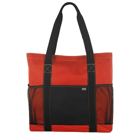 Top Loading Shoulder Bag - Metro Shoulder Tote with Pockets and Velcro Top Closure