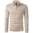 thumbnail image 1 of Adult Polos for Men Long Sleeve Button Polo Tees Lightweight Brown Men Clothes, 1 of 4
