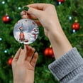 thumbnail image 4 of Hello Winter Great Dane Football Snowman Welcome Snowy Morning Ceramic Round Ornament Danes Dog Lover Gifts Home Tree Decor - 01012, 4 of 5