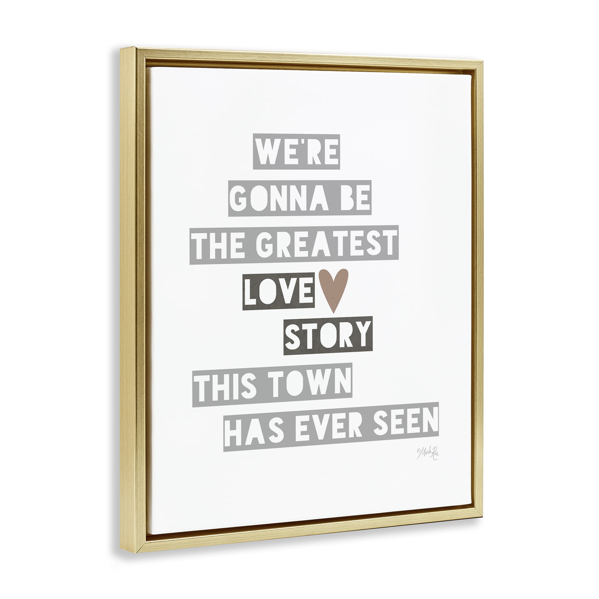Stupell Industries Greatest Love Story Typography Painting Gold Floater Framed Art Print Wall Art, 25 x 31