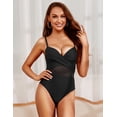 thumbnail image 3 of Firpearl Plus Size Underwire Swimsuits for Women Black Wrapped One Piece Bathing Suit Slimming Cutout Mesh Swimwear Monokini US18, 3 of 6