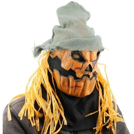 Elegantoss Pumpkin Scarecrow Head Mask with Hat Creepy Latex Prop for Horror Halloween Costume Cosplay for Mens Women and Teens (pack of