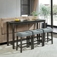 thumbnail image 2 of 4-Piece Bar Table Set, Home Kitchen Bar Table Set with 3 Upholstered Stools And Power Outlet, Dining Bar Table And Chairs Set For Living Room, Dining Room, 2 of 9
