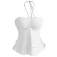 thumbnail image 6 of Tank Tops for Women,Style Neck Ruffled Camisole Peplum Tube Top Strapless Backless Summer Bandeau,Camisole Tops for Women,White,XL, 6 of 6