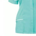 thumbnail image 2 of QLEICOM Scrubs Tops for Women, Plus Size Lapel V-Neck Scrubs Short Sleeve Casual Loose Solid Color Blouse Tops, Shirring Tunic Uniform Workwear with Two Pocket, Scrub Tops S-3XL, 2 of 3