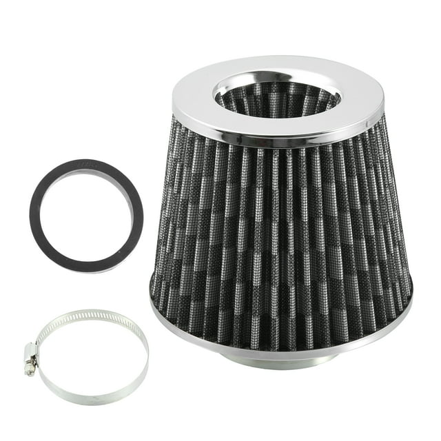 Unique Bargains 1pcs 2.5' 65mm Reducer Ring Inlet Cold Air Intake Cone Replacement Washable Clamp on Dry Air Filter Carbon Fiber Pattern