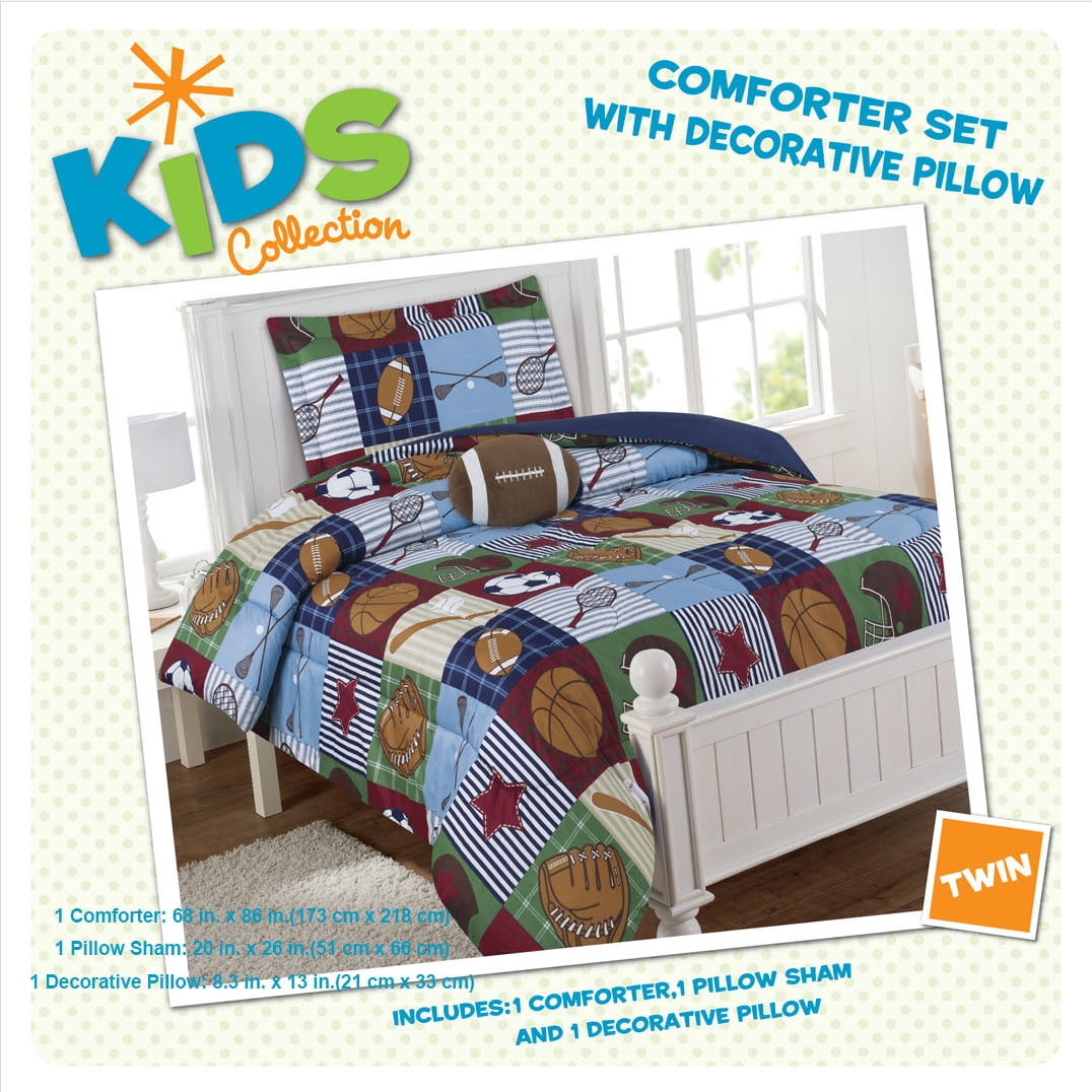 ALEX + BELLA Comforter Set Navy Sports Microfiber,Twin, 3 Piece