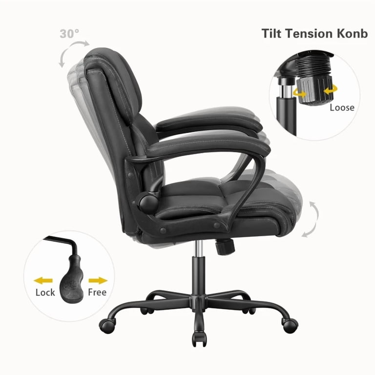 Furmax Mid-Back Ergonomic Executive Office Chair, Black photo 2