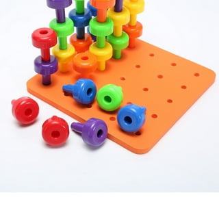 Playkidiz My First Pegs Playset, Large Colored and Fun Shape Stacker  Plastic Pegs, Baby and Toddler Peg Board Toys, Play and Learn STEM Toy,  Fine