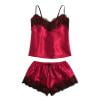 

BIZIZA Pajama Sets for Women V-Neck Cami 2 Piece Satin Shorts Solid Color Underwear Sleepwear Lingerie Red XXL