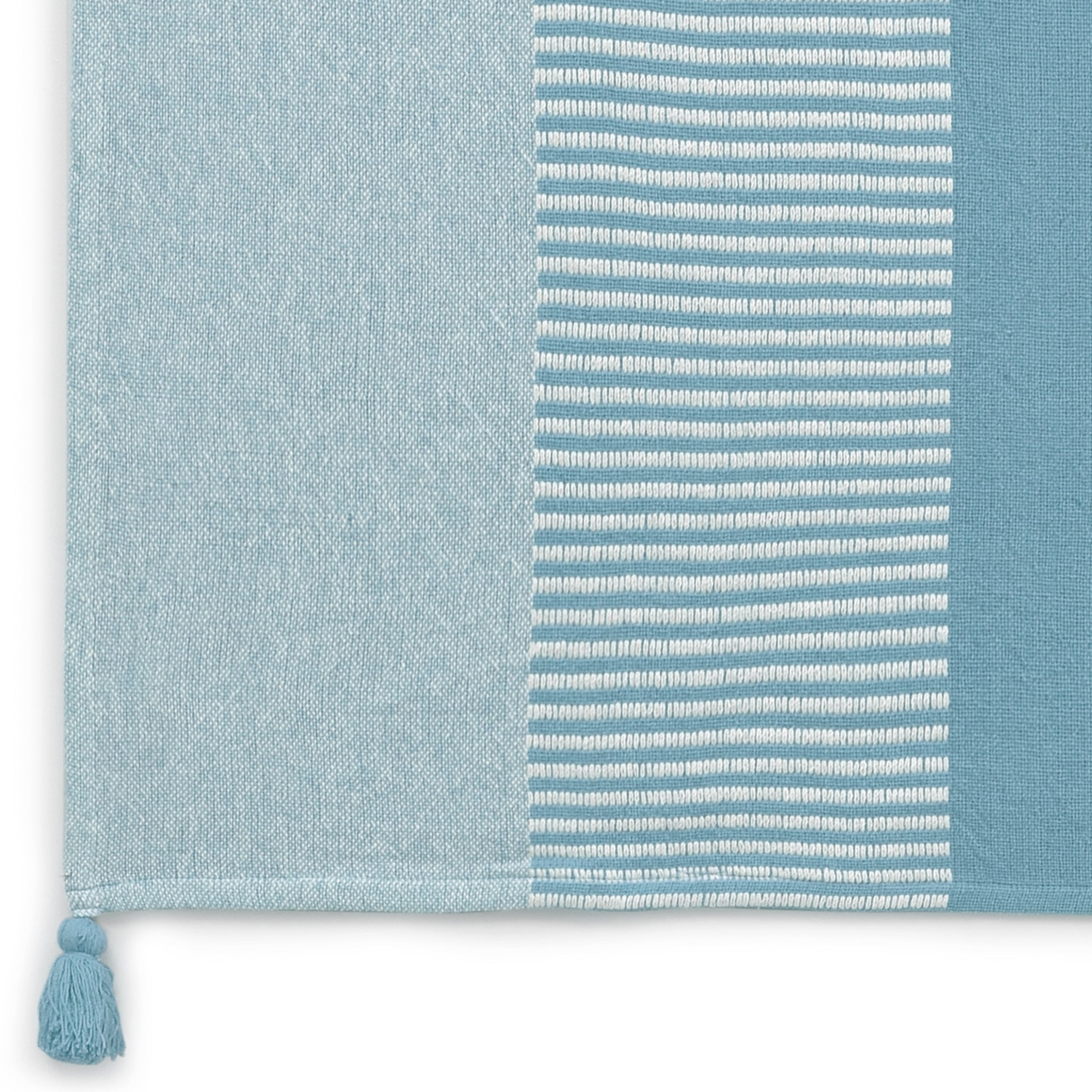 Ox Bay Rory Blue/White Striped Lightweight Cotton with Tassels Throw Blanket, 50" x 60"