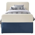 thumbnail image 3 of Meridian Furniture Lit Gigogne/lit de Rangement Simple en Velours Bleu Marine Ivy, 3 of 9