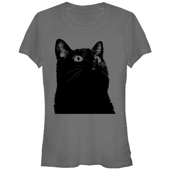 Junior's Lost Gods Black Cat Profile Graphic Tee Charcoal Small