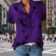 thumbnail image 4 of Camisas Estampadas Camisa casual de primavera verano Elegante blusa de oficina Simple Tallas grandes (Púrpura 5XL) Ygjytge para Mujer Púrpura T XXL, 4 of 4