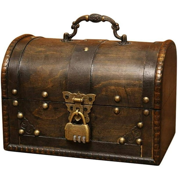 Coffre de rangement Vintiquewise en bois brun antique de 9 po avec cadenas