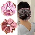 thumbnail image 2 of FENOHREFE Fashionable Ruffled Double Layer Scrunchies for Women Korean Oversized Pleated Hair Ties Hair Decoration, 2 of 8