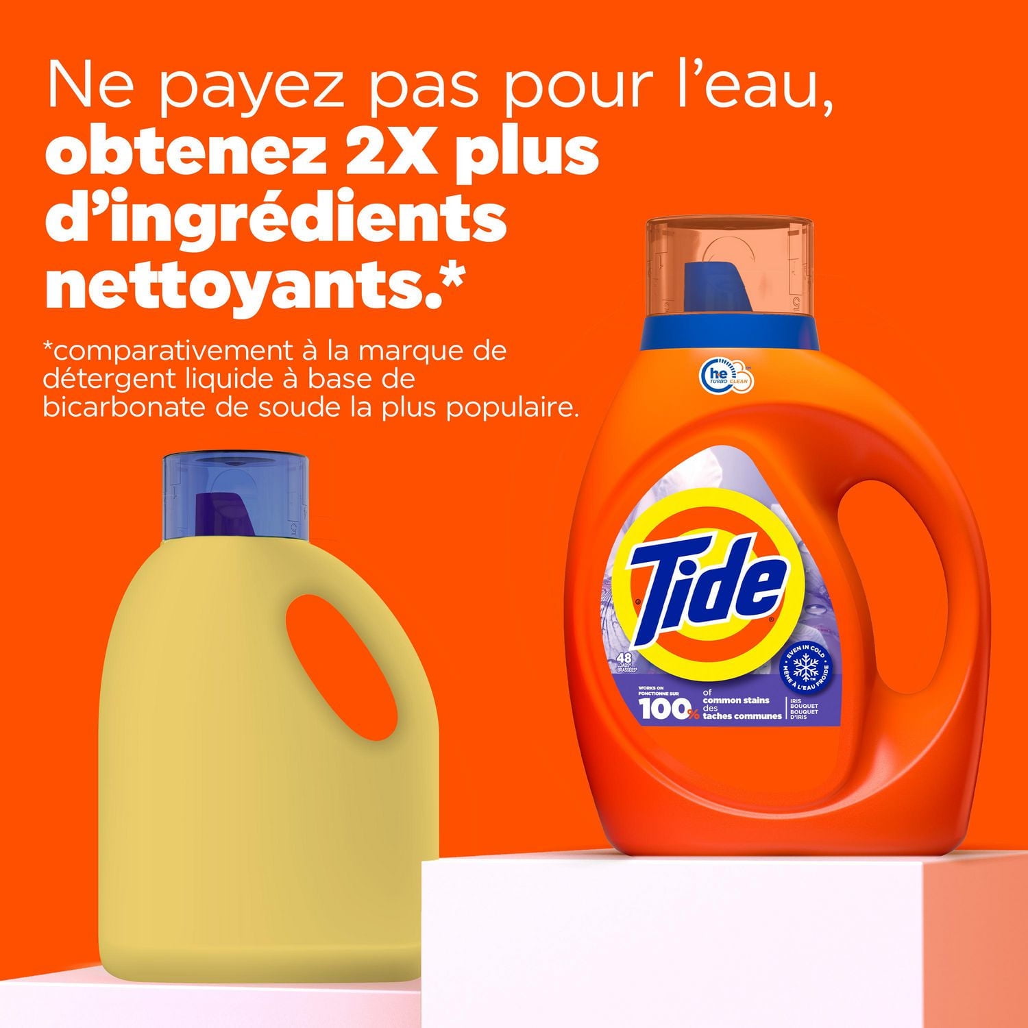 Détergent à lessive liquide Tide en eau froide, détergent liquide, parfum Bouquet d’iris, compatible avec les laveuses HE, 1,86 L, 48 brassées 1,86L