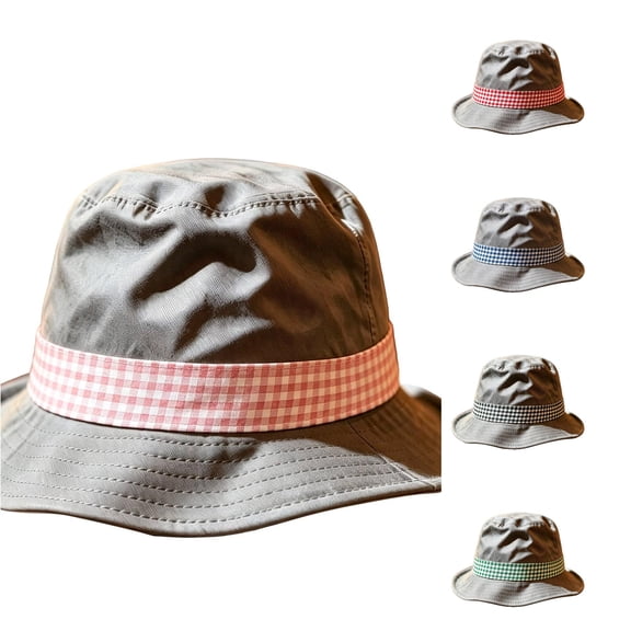 XIAOCHA Mens Gingham‑ Bucket Hat Solid Fisherman Hat Outdoor Headwear,Pink