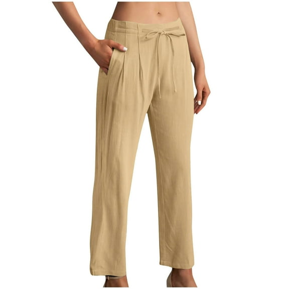 AherBiu Lounge Pants for Women Drawstring Waisted Lightweight Summer Casual Trousers with Pockets