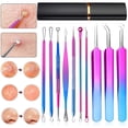 thumbnail image 2 of 10 Pcs Outil de Retrait de Blackhead Popper Outil Kit Outil d'Extraction de Blackhead pour le Visage Outils d'Extraction en Acier Inoxydable (Coloré), 2 of 10