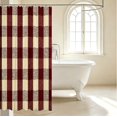 thumbnail image 3 of Manfei Geometric Check Shower Curtain 72Wx84L,Classic Plaid Bathroom Shower Curtain,Red Beige, 3 of 5