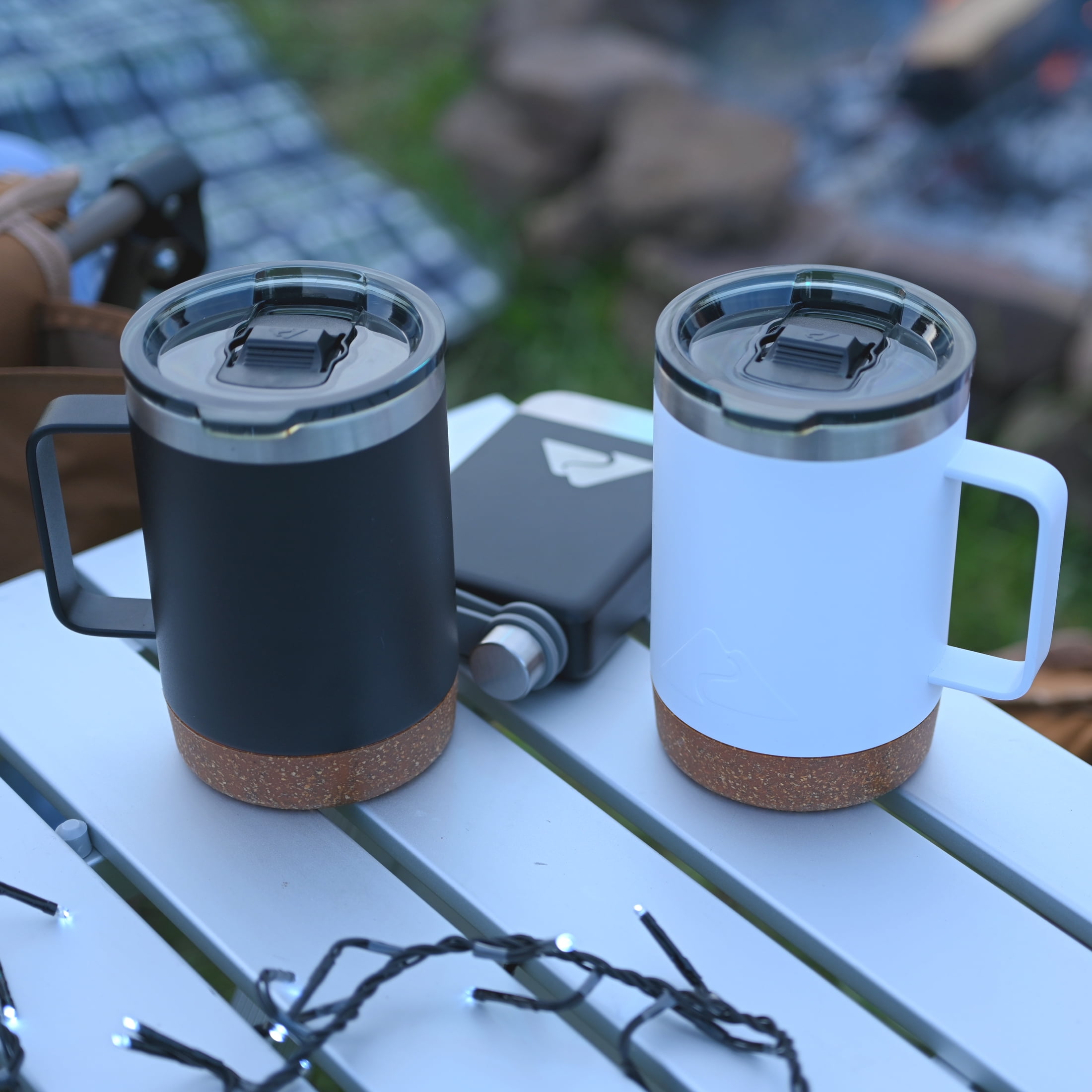 (3 pack) Ozark Trail 16 oz Stainless Steel Insulated Coffee Mug with Cork Bottom, Black