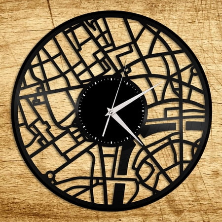 YanGxx London Map Vinyl Wall Clock City Skyline Vintage Home Living Room Decoration Vintage Design Office Bar Room Home Decor